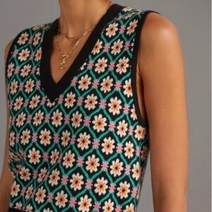 Anthropology Maeve Vera Floral Sweater Vest, size large